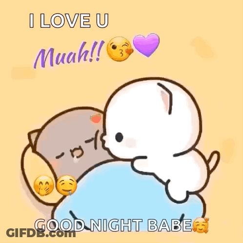 Cartoon Cats Hugging I Love U Muah GIF