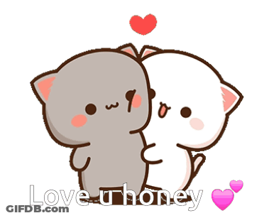 Cartoon Cats Hugging Love-U-Honey GIF