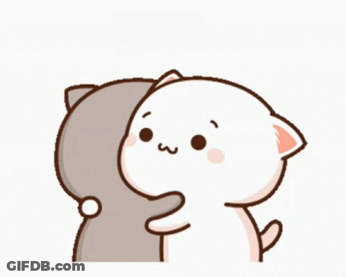 Cartoon Cats Hugging One With W Face GIF