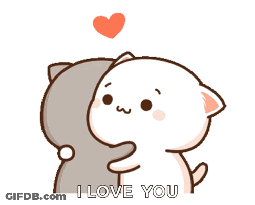 Cartoon Cats Hugging Saying I Love You GIF