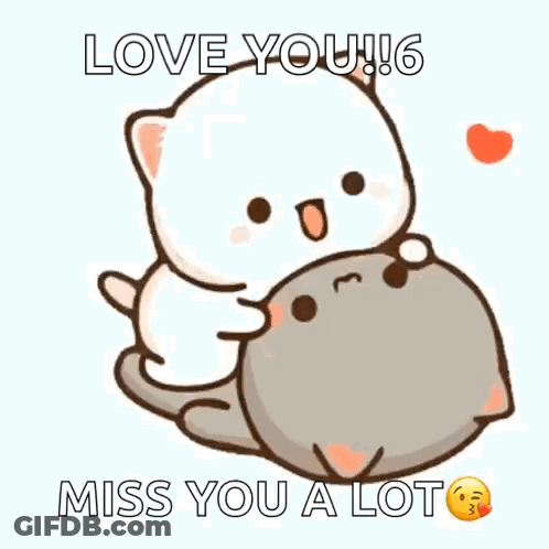 Cartoon Cats Hugging Saying Love You Miss You GIF