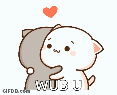 Cartoon Cats Hugging Saying Wub U GIF