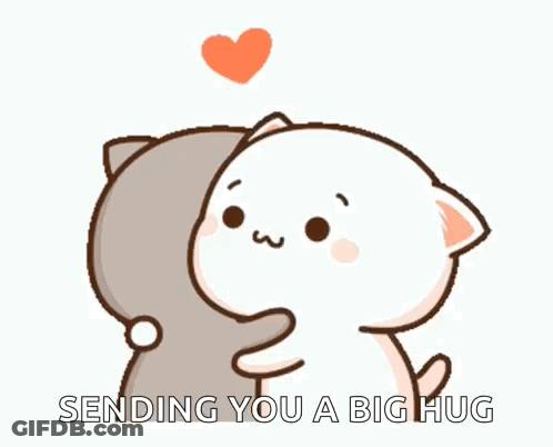 Cartoon Cats Hugging With Heart GIF