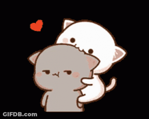 Cartoon Cats Hugging With Heart GIF