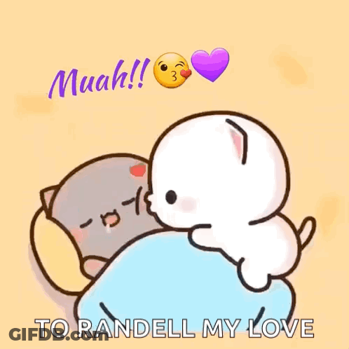 Cartoon Cats Hugging With Love Text GIF