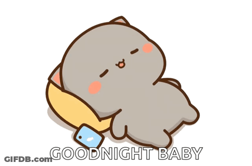 Cartoon Cats Laying On Bed Goodnight Baby GIF