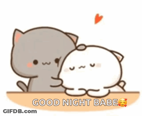 Cartoon Cats Saying Good Night Babe GIF