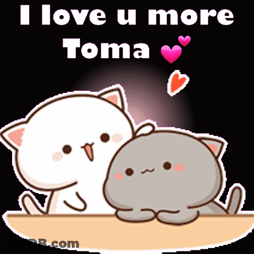 Cartoon Cats Saying I Love U More Toma GIF