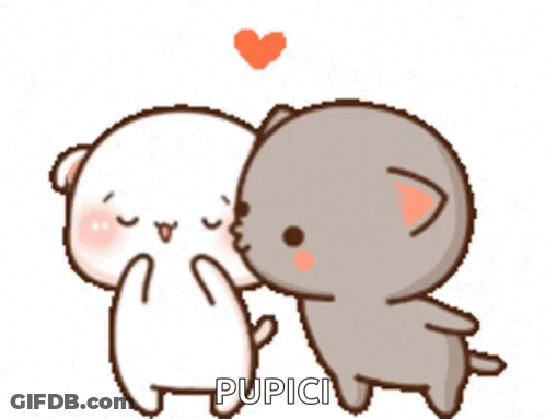 Cartoon Cats With Heart And Word Pupici GIF