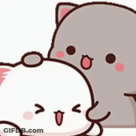 Cartoon Cats With Heart Heads GIF