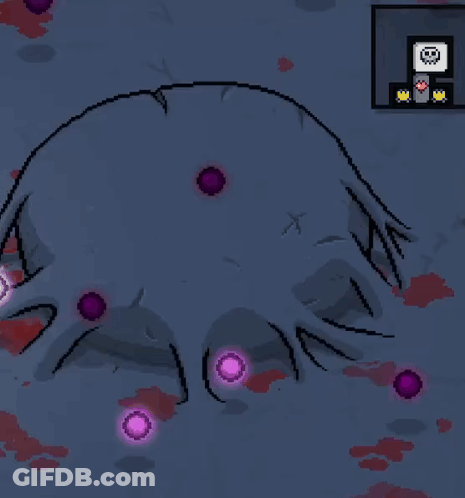 Cartoon Cave With Skulls And Purple Lights GIF