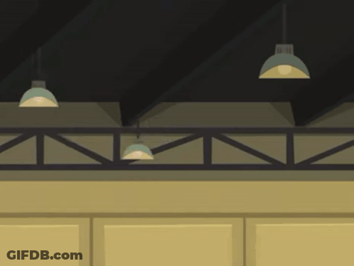 Cartoon Ceiling With Hanging Lamps GIF