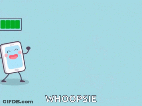 Cartoon Cell Phone With Battery Saying Whoopsie GIF
