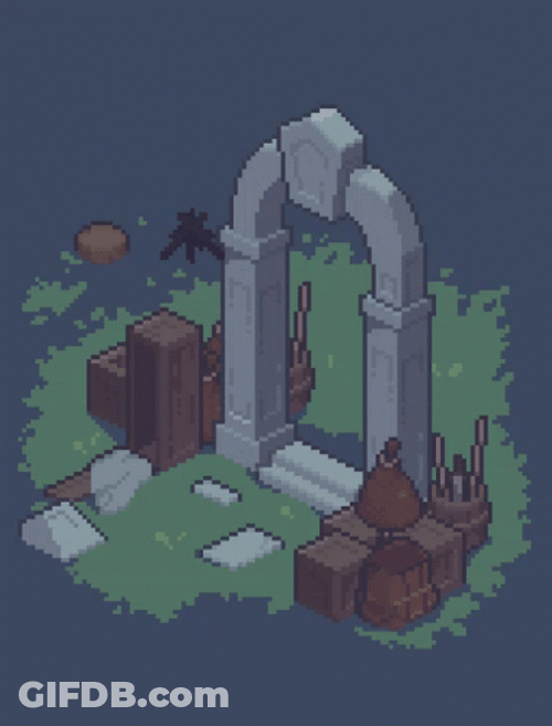 Cartoon Cemetery Portal Flickering GIF