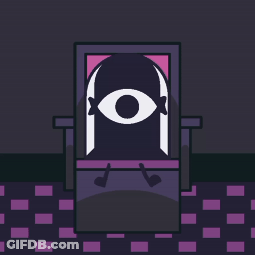 Cartoon Chair With Eye On Back GIF