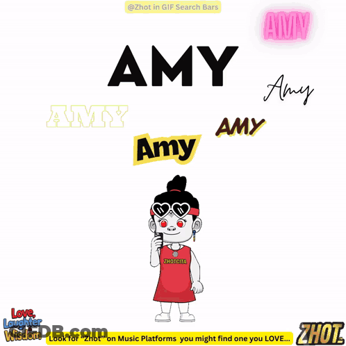 Cartoon Character Amy Surrounded By Names GIF