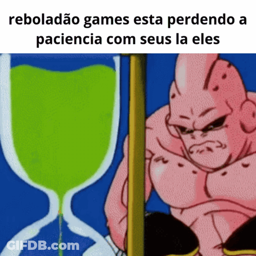 Cartoon Character And Hourglass Saying Reboladao Games Esta Perdendo A Paciencia GIF