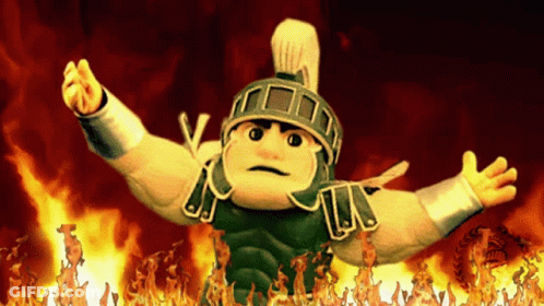 Cartoon Character Arms Outstretched In Front Of Flames GIF