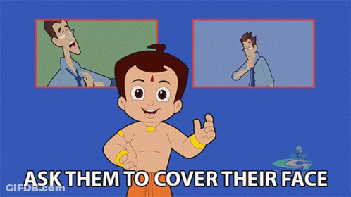 Cartoon Character Ask Them To Cover Their Face GIF