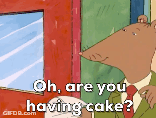 Cartoon Character Asking About Cake GIF