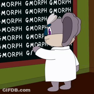 Cartoon Character At Blackboard With Morph GIF