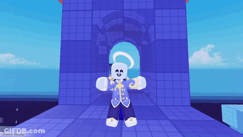Cartoon Character At Blue Archway Unlock Mouse GIF