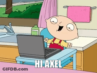 Cartoon Character At Laptop Saying Hi Axel GIF