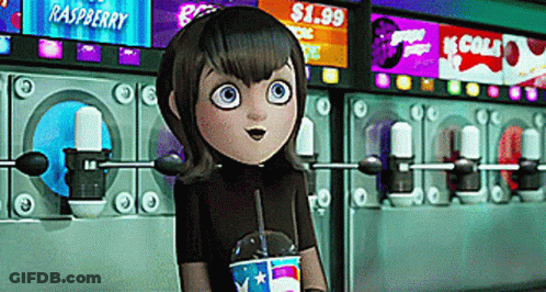 Cartoon Character At Raspberry Soda Machine GIF
