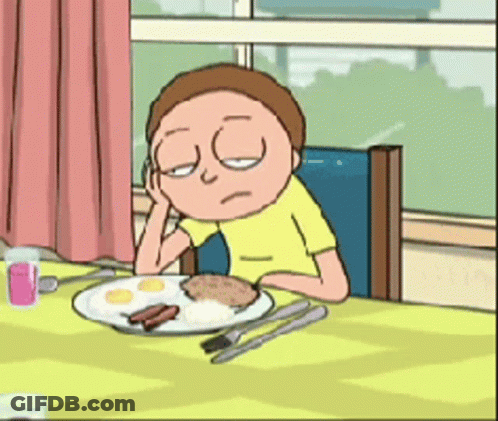 Cartoon Character At Table With Plate Of Food GIF