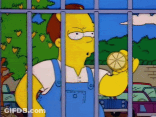 Cartoon Character Behind Bars Holding Lemon GIF