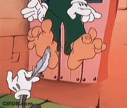 Cartoon Character Being Tickled With Feather GIF