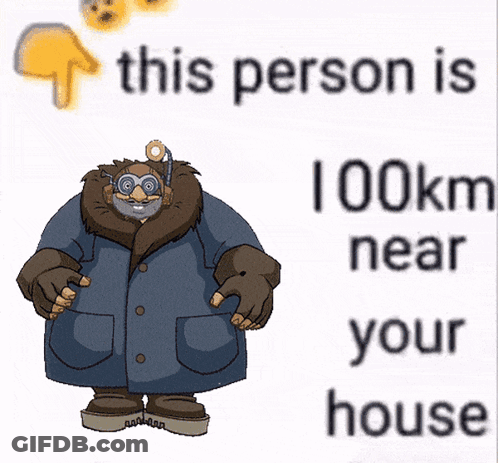 Cartoon Character Beside Sign 41 Km Near You GIF