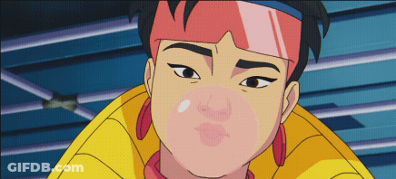 Cartoon Character Blowing Gum Bubble GIF
