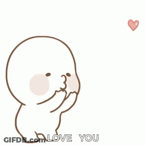 Cartoon Character Blowing Pink Hearts Love You GIF