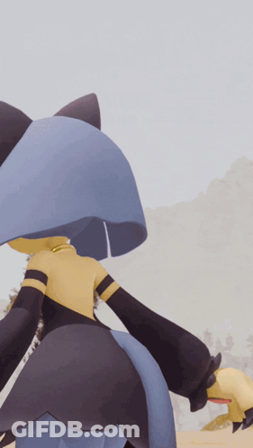 Cartoon Character Blue Cape Black Sleeves GIF