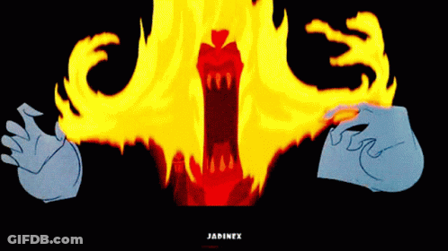 Cartoon Character Breathing Flames Saying Jadinek GIF