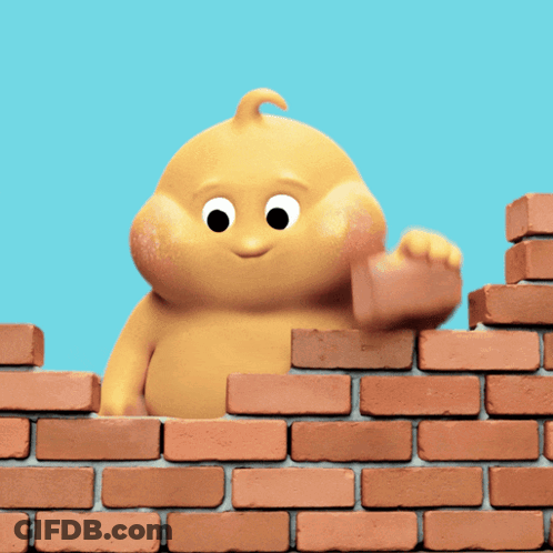 Cartoon Character Building Brick Wall GIF
