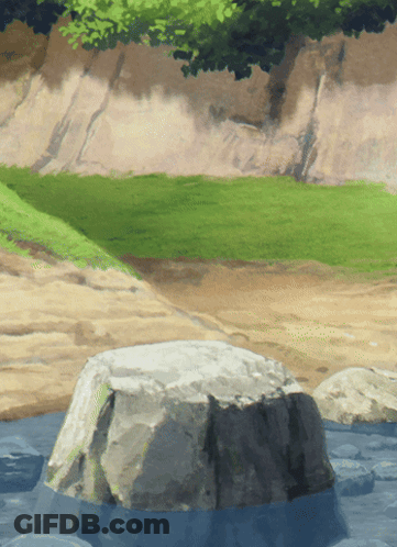 Cartoon Character By Blue Rock Sign GIF