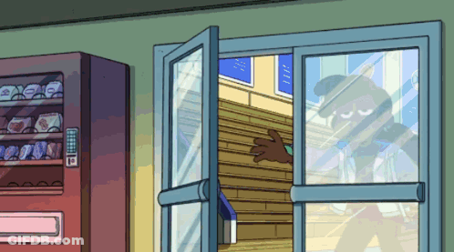 Cartoon Character By Ice Cream Vending Machine GIF