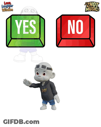 Cartoon Character By Yes And No Buttons GIF