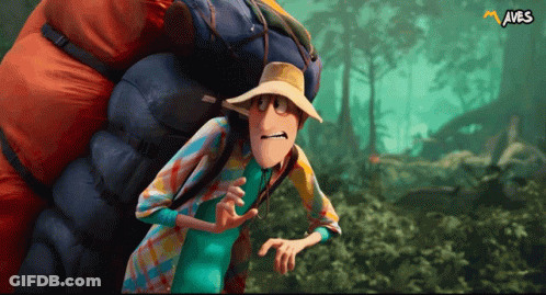 Cartoon Character Carrying Bag Saying Aves GIF