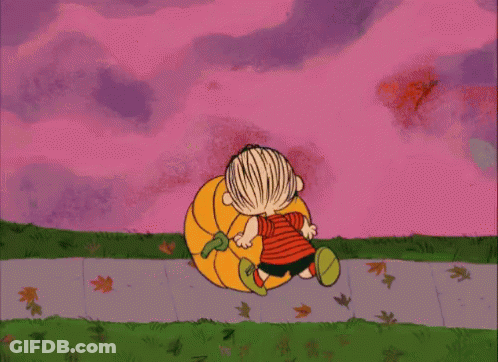 Cartoon Character Carrying Large Pumpkin GIF