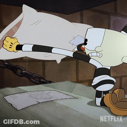 Cartoon Character Chained To Bed With Netflix GIF