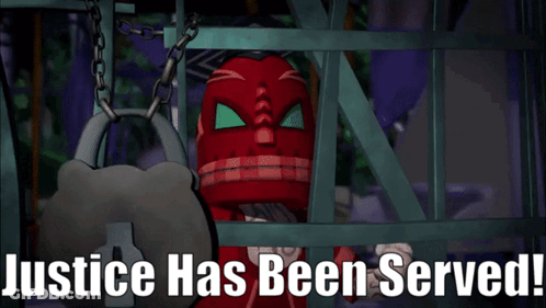 Cartoon Character Chained To Padlock Justice Has Been Served GIF