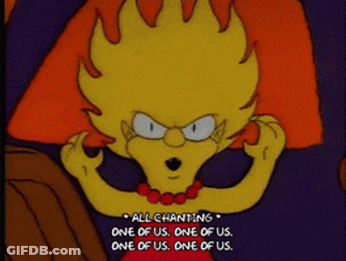 Cartoon Character Chanting One Of Us GIF