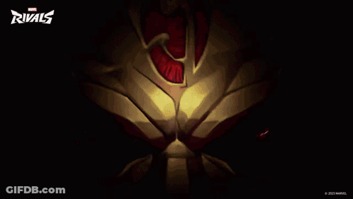 Cartoon Character Chest And Arms With Marvel Rivals Logo GIF