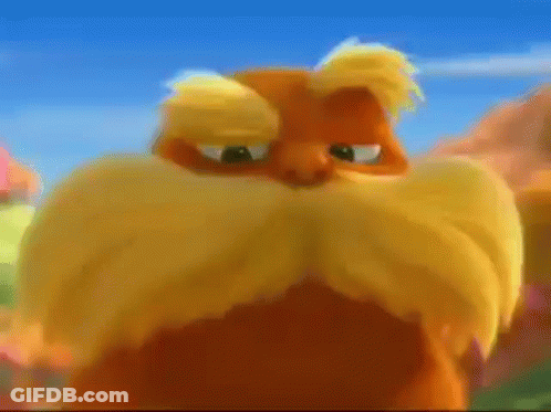 Cartoon Character Close Up With Yellow Mustache GIF