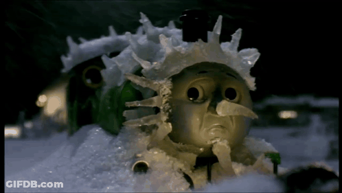 Cartoon Character Covered In Ice Looking Sad GIF