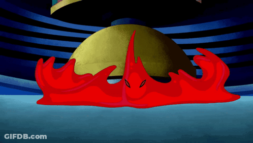 Cartoon Character Covered In Red Liquid GIF