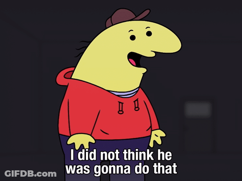 Cartoon Character Covering Face Saying I Did Not Think He Was Gonna Do That GIF